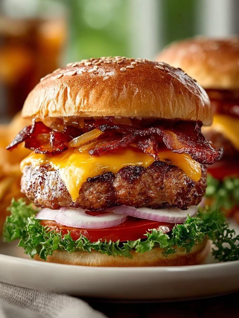 Beef Bacon Cheeseburgers with