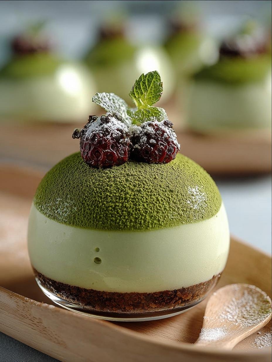 Delightful Matcha White Chocolate Mousse Domes - Matcha White Chocolate Mousse - main visual representation