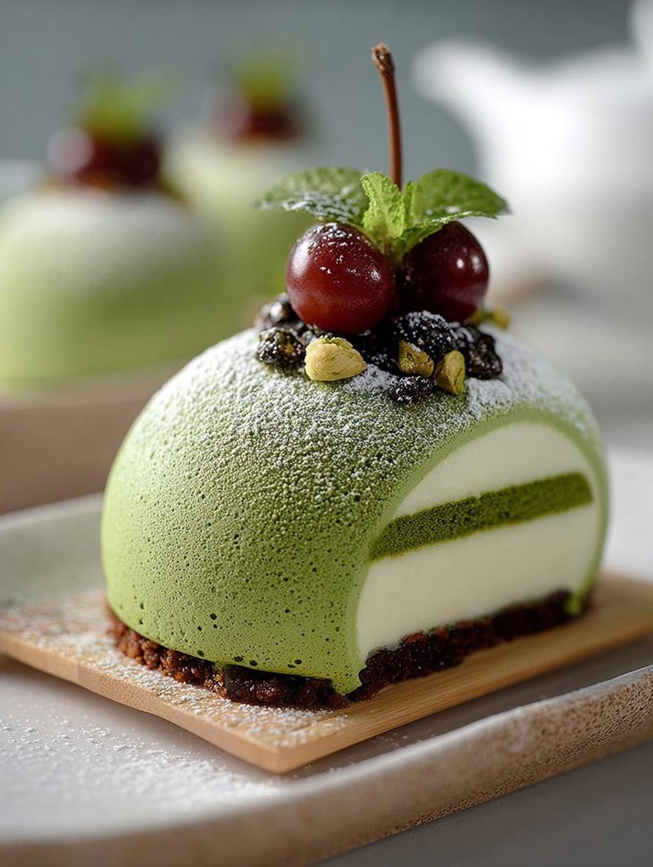 Delightful Matcha White Chocolate Mousse Domes - Matcha White Chocolate Mousse - additional detail