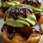 Pistachio Chocolate Choux Buns