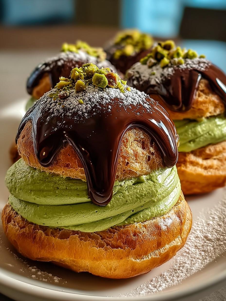 Decadent Pistachio Chocolate Choux Buns for Indulgence - Pistachio Chocolate Choux Buns - additional detail