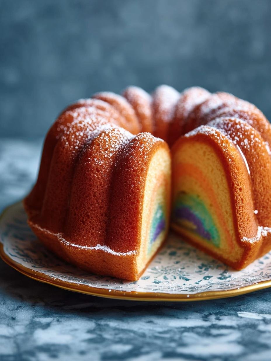 Rainbow Bundt Cake with Hidden Colors That Will Wow You - Rainbow Bundt Cake with - additional detail