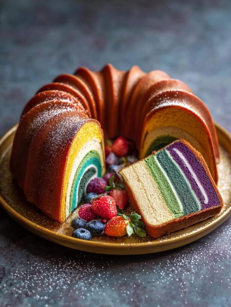 Rainbow Bundt Cake with