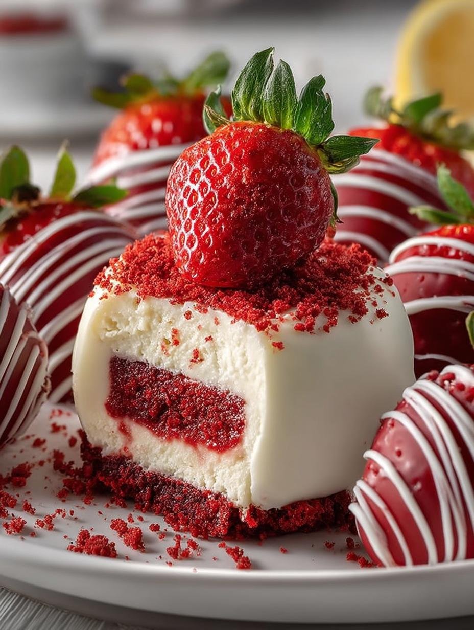 Strawberry Velvet Cheesecake Truffle: 24 Heavenly Bites - Strawberry Velvet Cheesecake Truffle - main visual representation