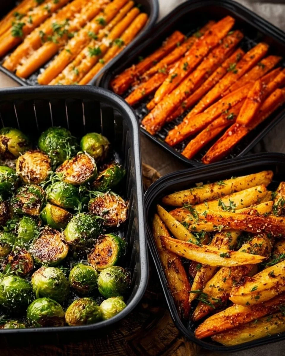 A variety of colorful air-fried vegetables in a bowl, showcasing healthy vegetable recipes.