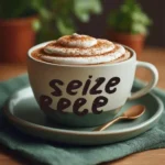 A warm mug of cinnamon brown sugar coffee on a cozy morning table