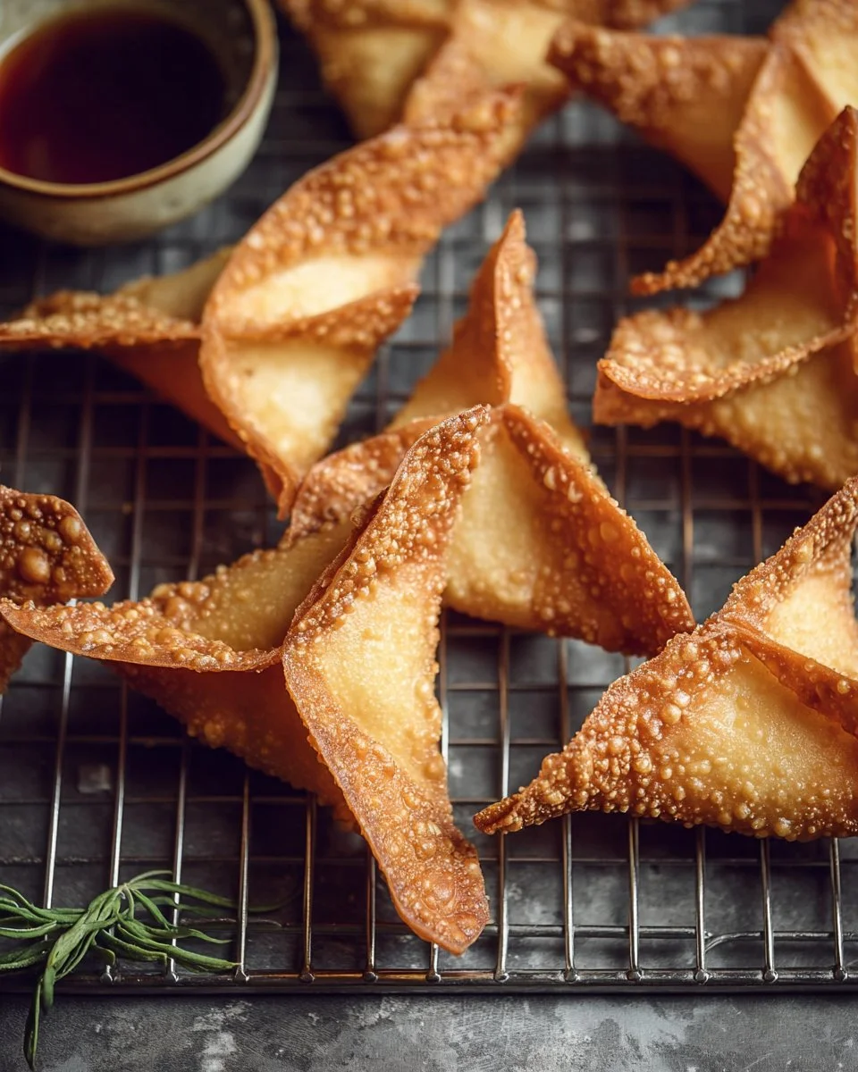 Crab Rangoon 1 Plate of crispy Crab Rangoon with dipping sauce