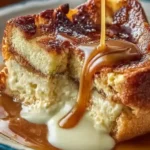 Delicious Eggnog Bread Pudding with a rich Rum Sauce, perfect for holiday treats.