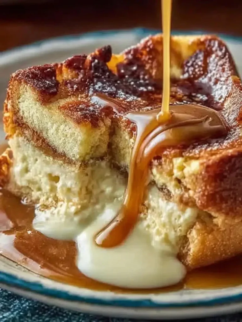 Delicious Eggnog Bread Pudding with a rich Rum Sauce, perfect for holiday treats.