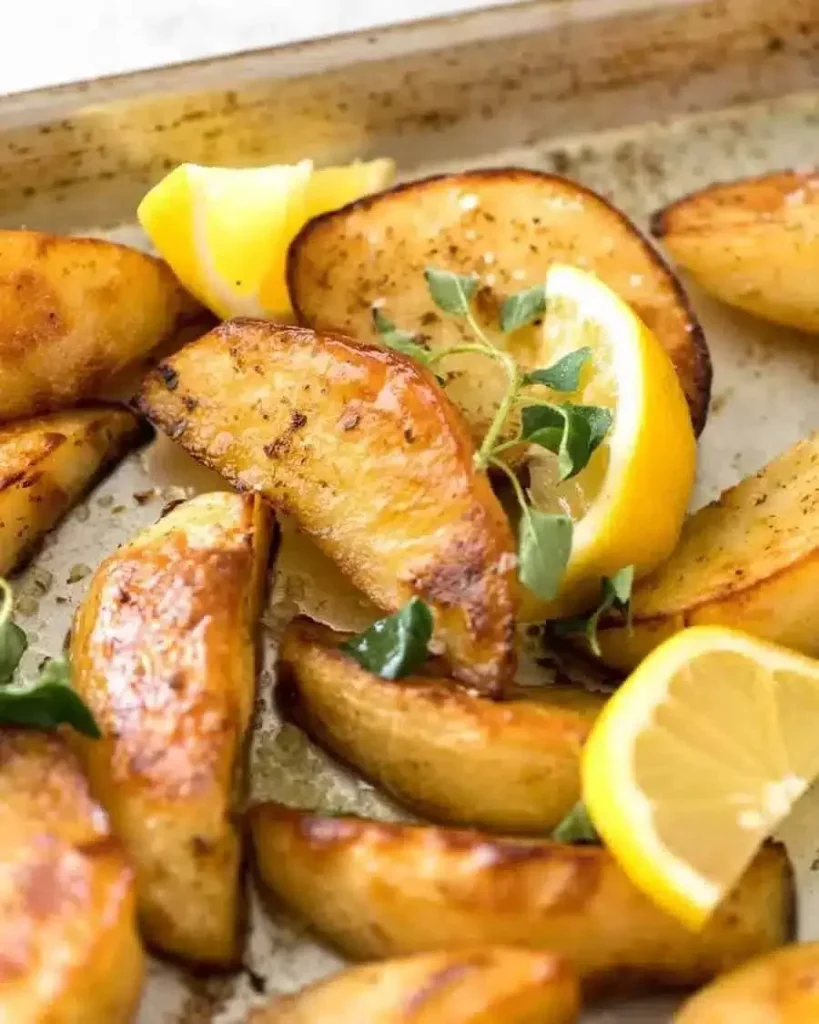 Classic Greek Lemon Potatoes roasted with garlic