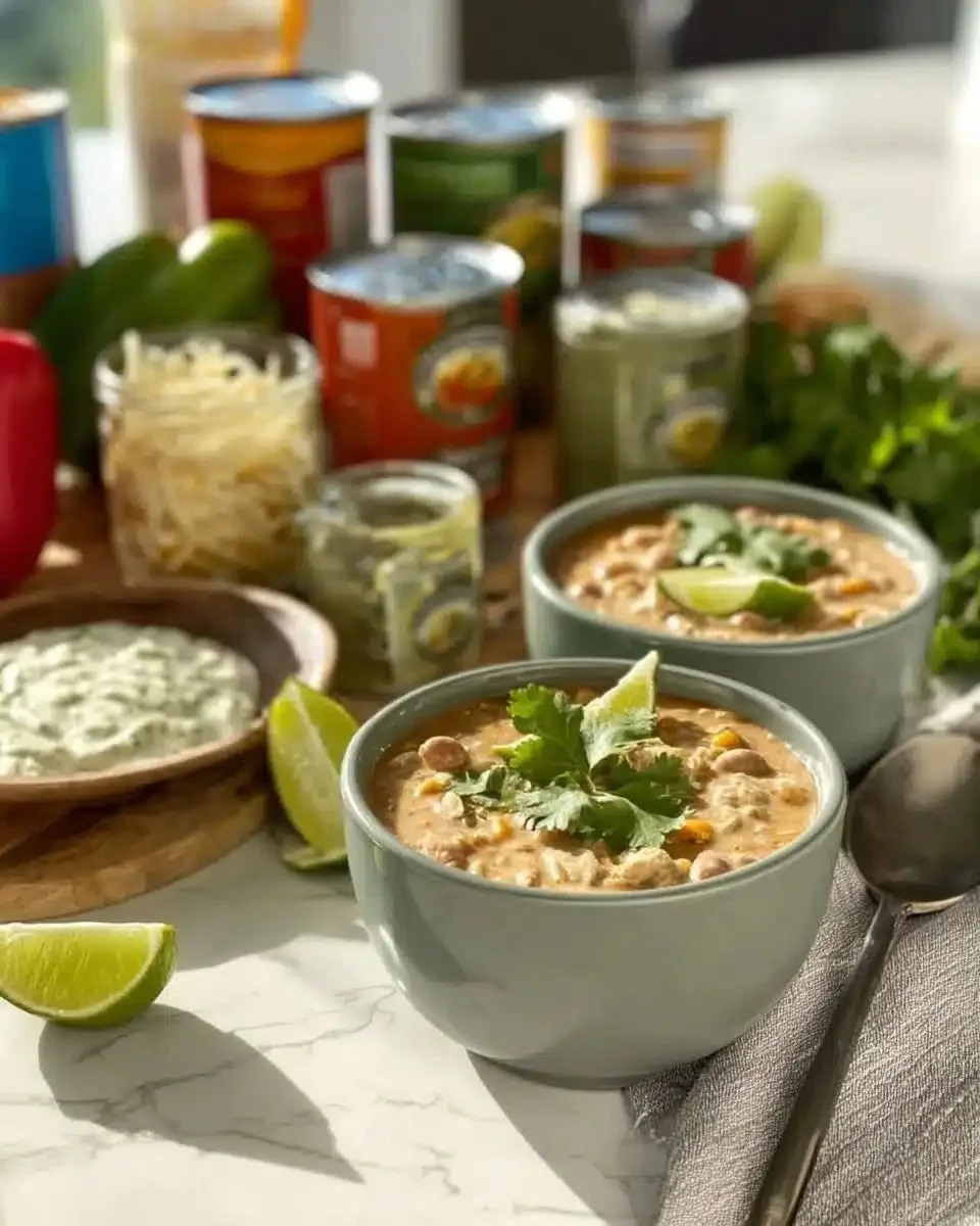 Keto Cream Cheese Chicken Chili Recipe 1 Delicious Keto Cream Cheese Chicken Chili in a bowl, garnished with herbs