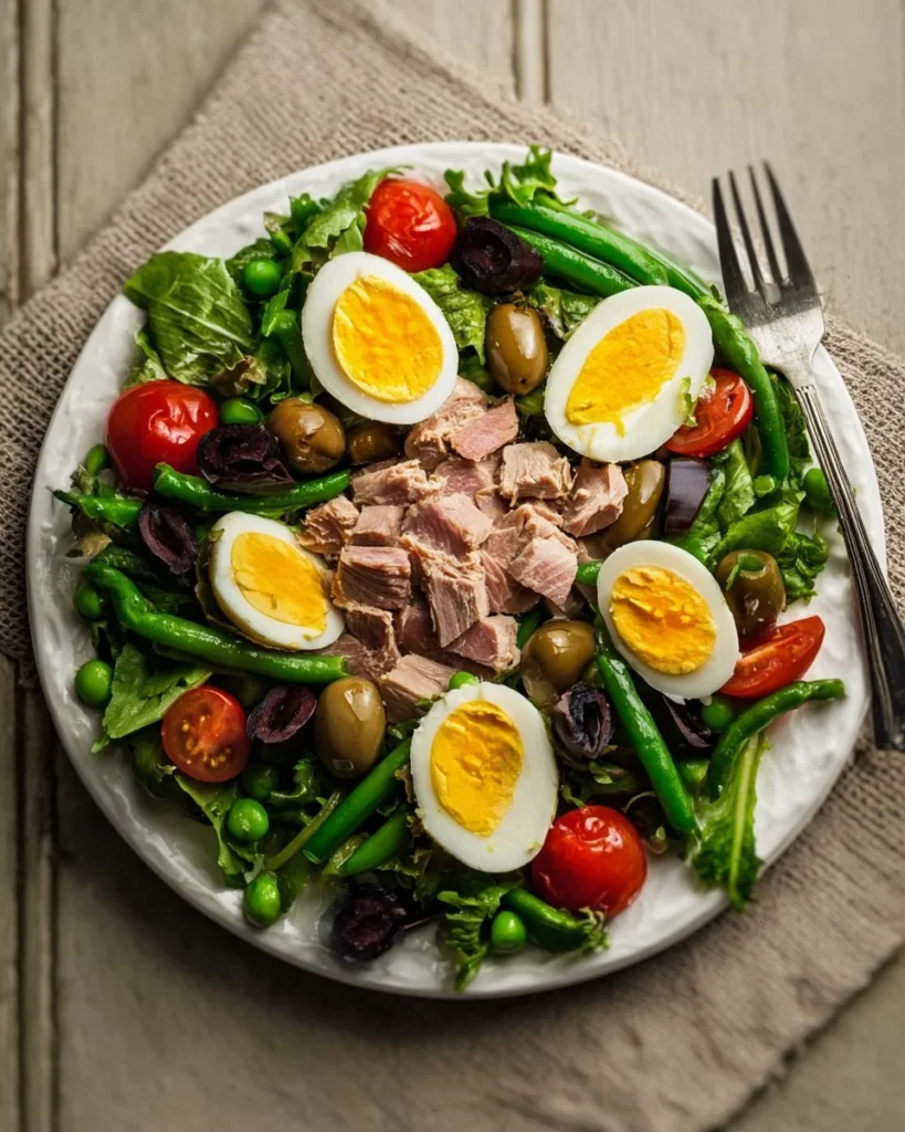 Nicoise Salad with tuna and fresh vegetables, a classic French dish