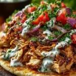 Slow Cooker Chicken Shawarma with Shredded Chicken in a bowl