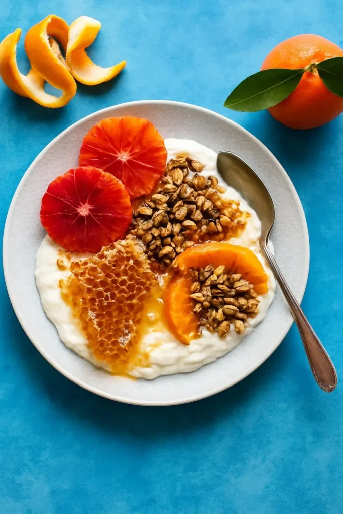 Delicious Winter Citrus Ricotta Bowl with Honeycomb for breakfast