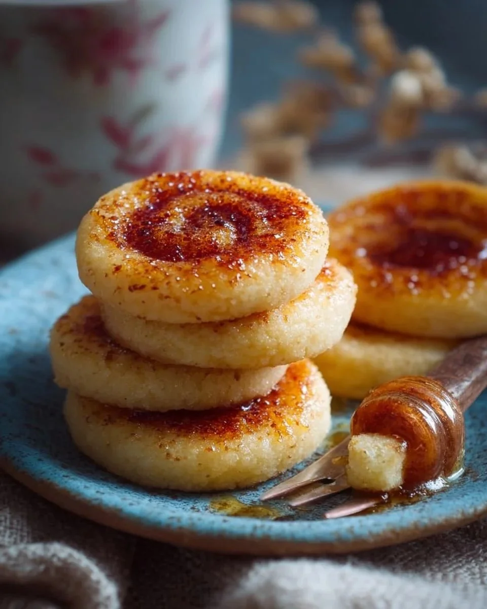 Delicious crème brûlée cookies with caramelized sugar topping