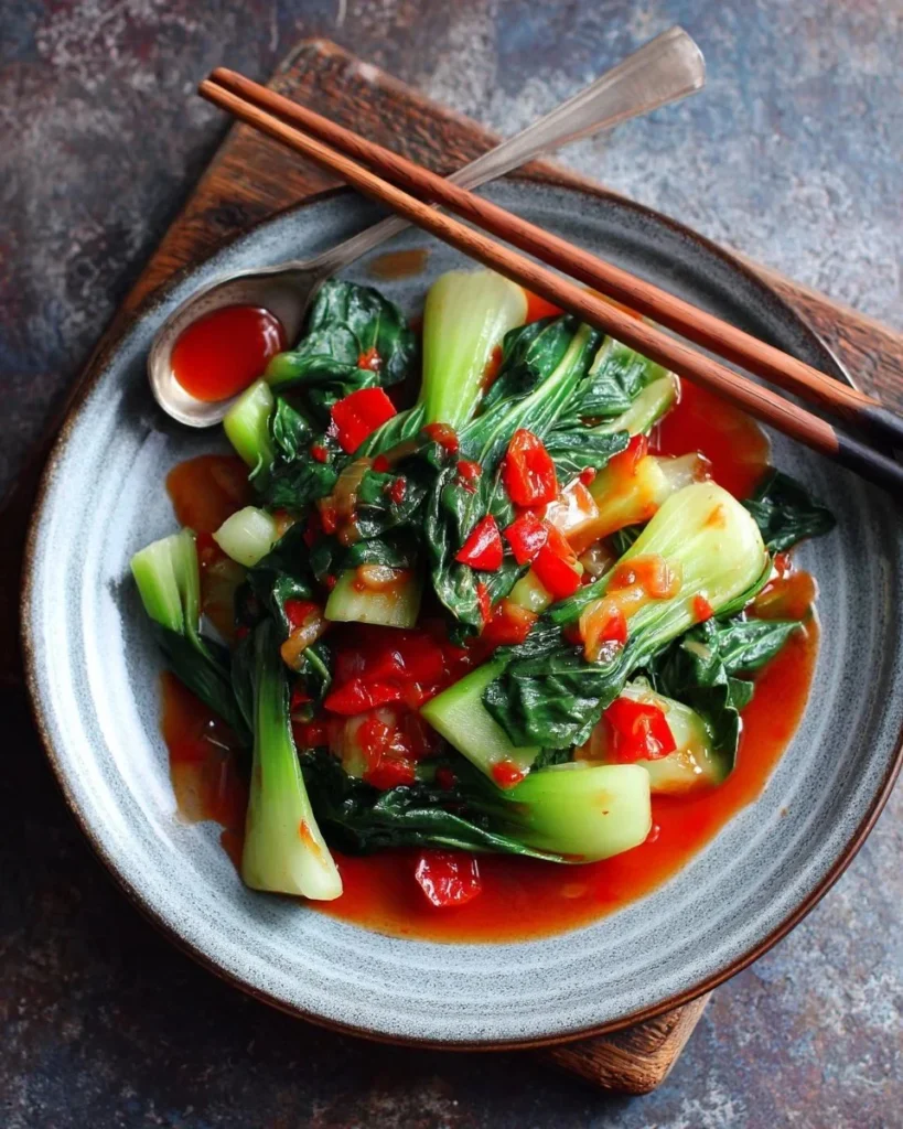 Ginger-Chili Bok Choy Stir-Fry with vibrant vegetables in a skillet