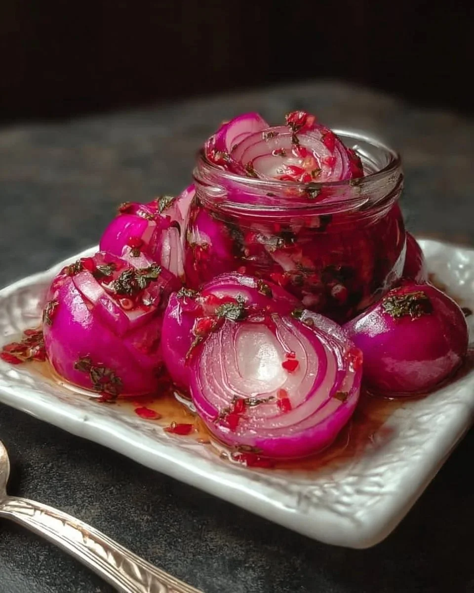 Spicy Honey Pickled Red Onions in a jar