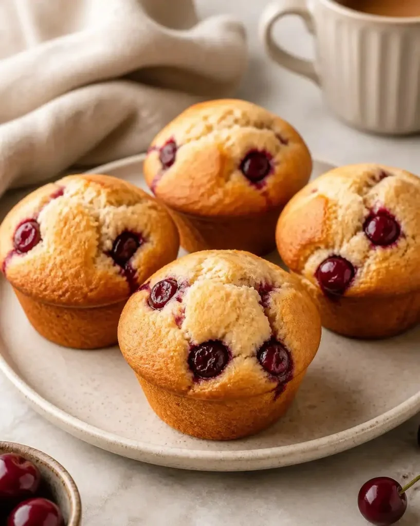 Delicious homemade cherry muffins fresh out of the oven