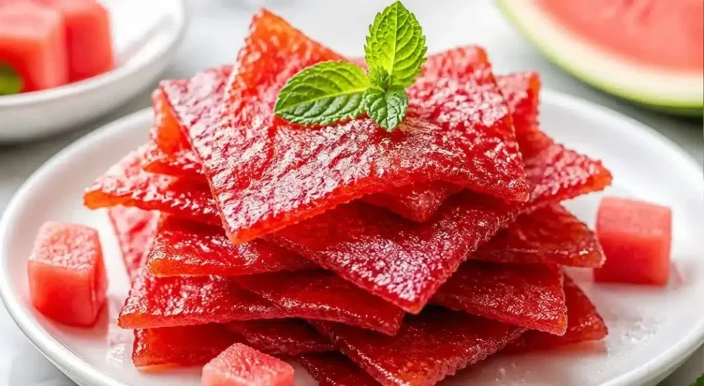 Homemade watermelon jerky prepared from scratch